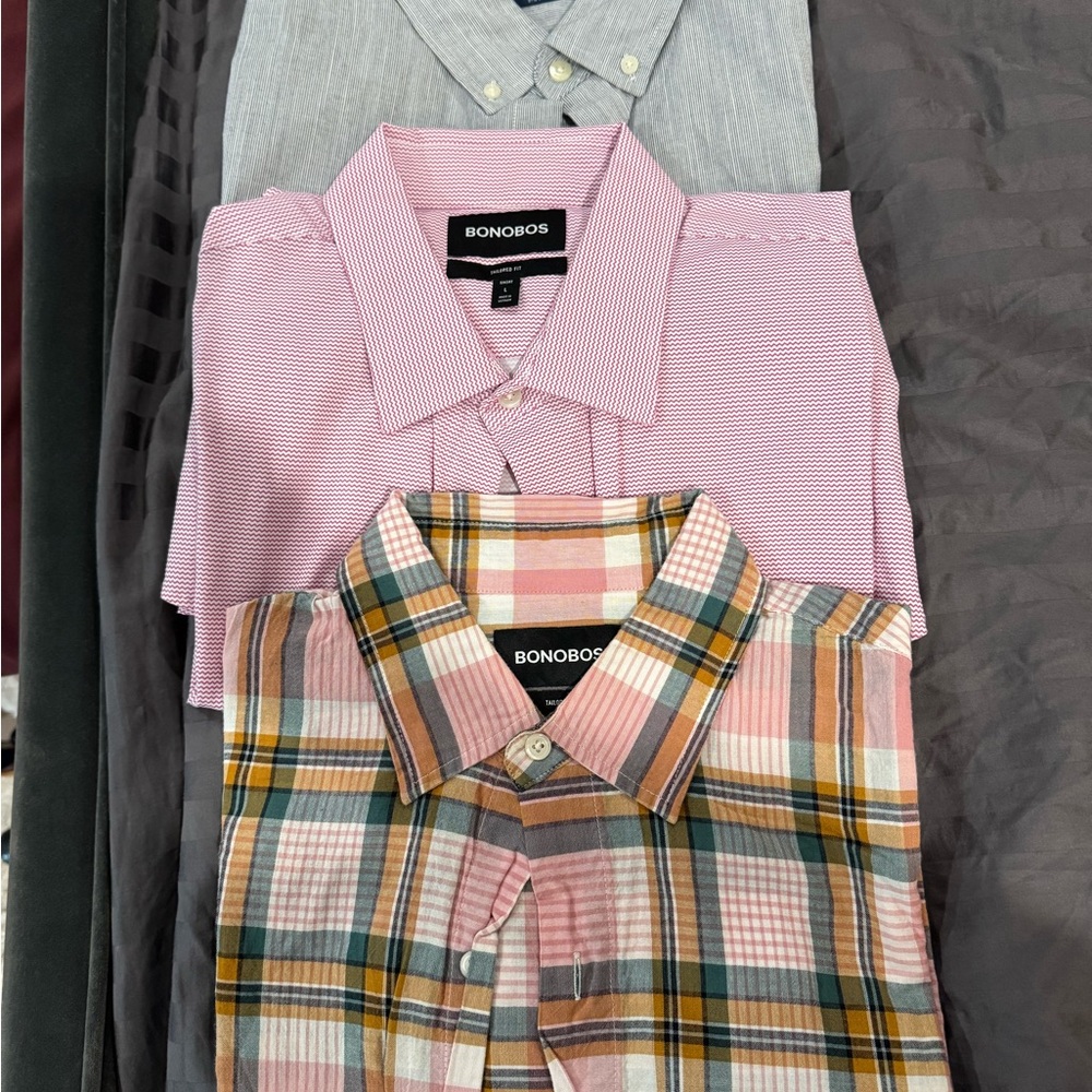 Vineyard Vines Bonobos Men's short sleeve button down Shirts, tailored slim, M/L